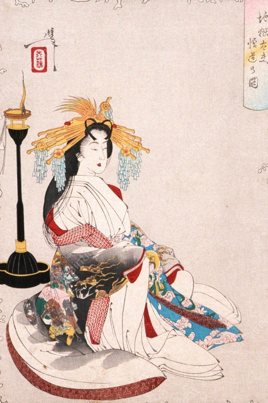 Enlightenment of the Courtesan Jigokudayu  by Tsukioka Yoshitoshi - Hand-Painted Oil Painting Reproduction
