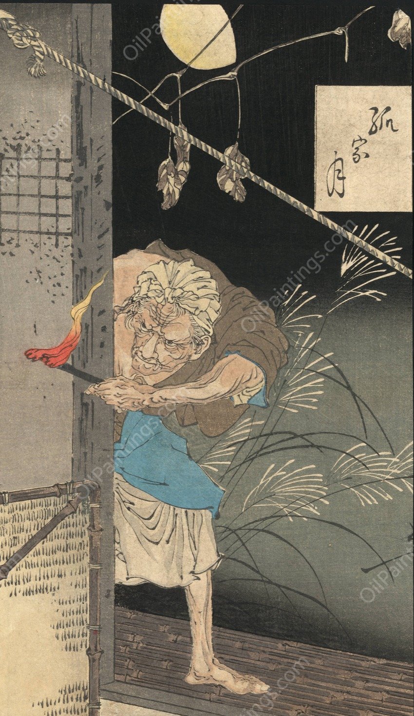 Hitotsuya no tsuki  by Tsukioka Yoshitoshi - Hand-Painted Oil Painting Reproduction