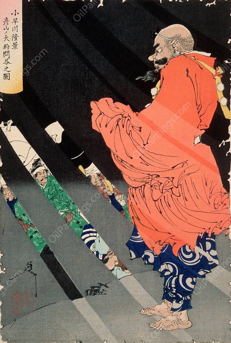 Kobayakawa Takakage Debating with the Tengu on Mount Hiko  by Tsukioka Yoshitoshi - Hand-Painted Oil Painting Reproduction
