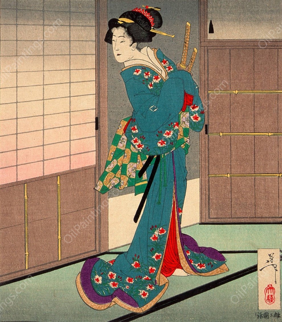 Lady Kido Suikoin  by Tsukioka Yoshitoshi - Hand-Painted Oil Painting Reproduction
