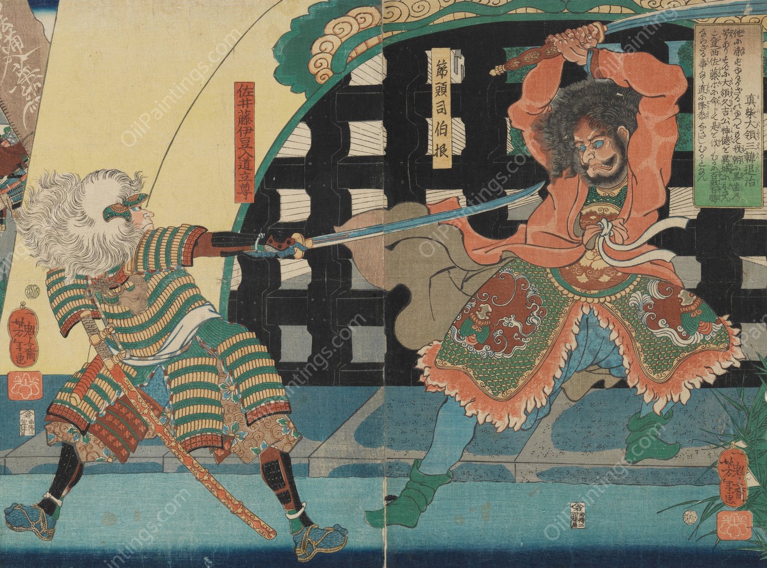 Lord Mashiba Subjugates Korea  by Tsukioka Yoshitoshi - Hand-Painted Oil Painting Reproduction