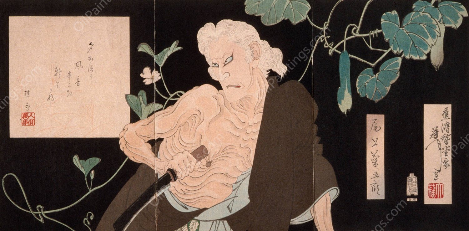 Onoe Kikugoro V in the Role of the Witch of Adachigahara  by Tsukioka Yoshitoshi - Hand-Painted Oil Painting Reproduction