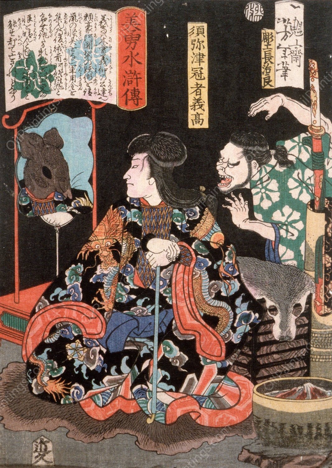 Shumitsu Kanja Yoshitaka Reflecting as a Rat in a Mirror  by Tsukioka Yoshitoshi - Hand-Painted Oil Painting Reproduction
