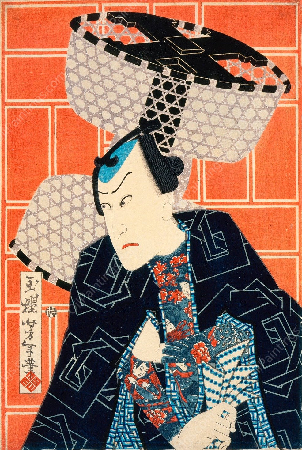 The Actor Kawarasaki Gonjuro for a Fire Troupe  by Tsukioka Yoshitoshi - Hand-Painted Oil Painting Reproduction