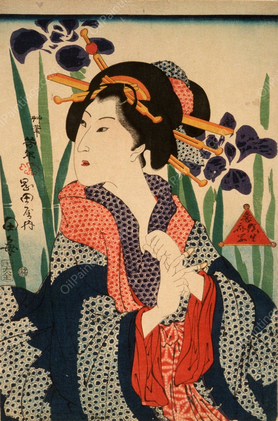 The Courtesan  by Tsukioka Yoshitoshi - Hand-Painted Oil Painting Reproduction