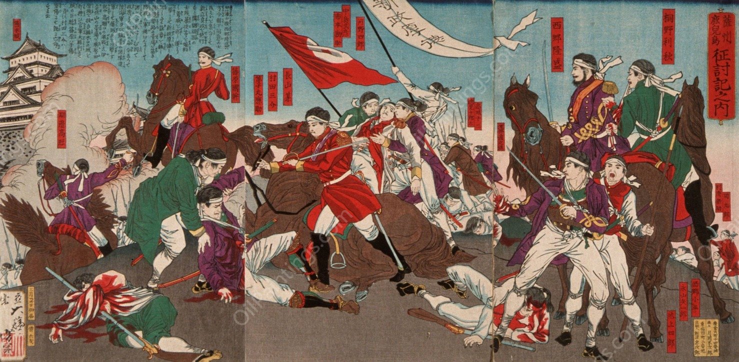 The Death of Murata Sansuke  by Tsukioka Yoshitoshi - Hand-Painted Oil Painting Reproduction