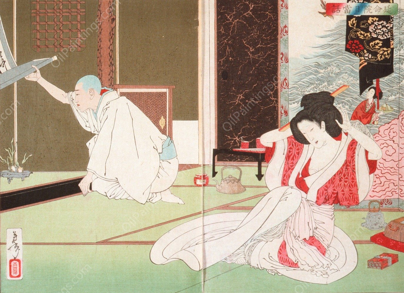 The Story of Priest Nitto at Emmeiin  by Tsukioka Yoshitoshi - Hand-Painted Oil Painting Reproduction