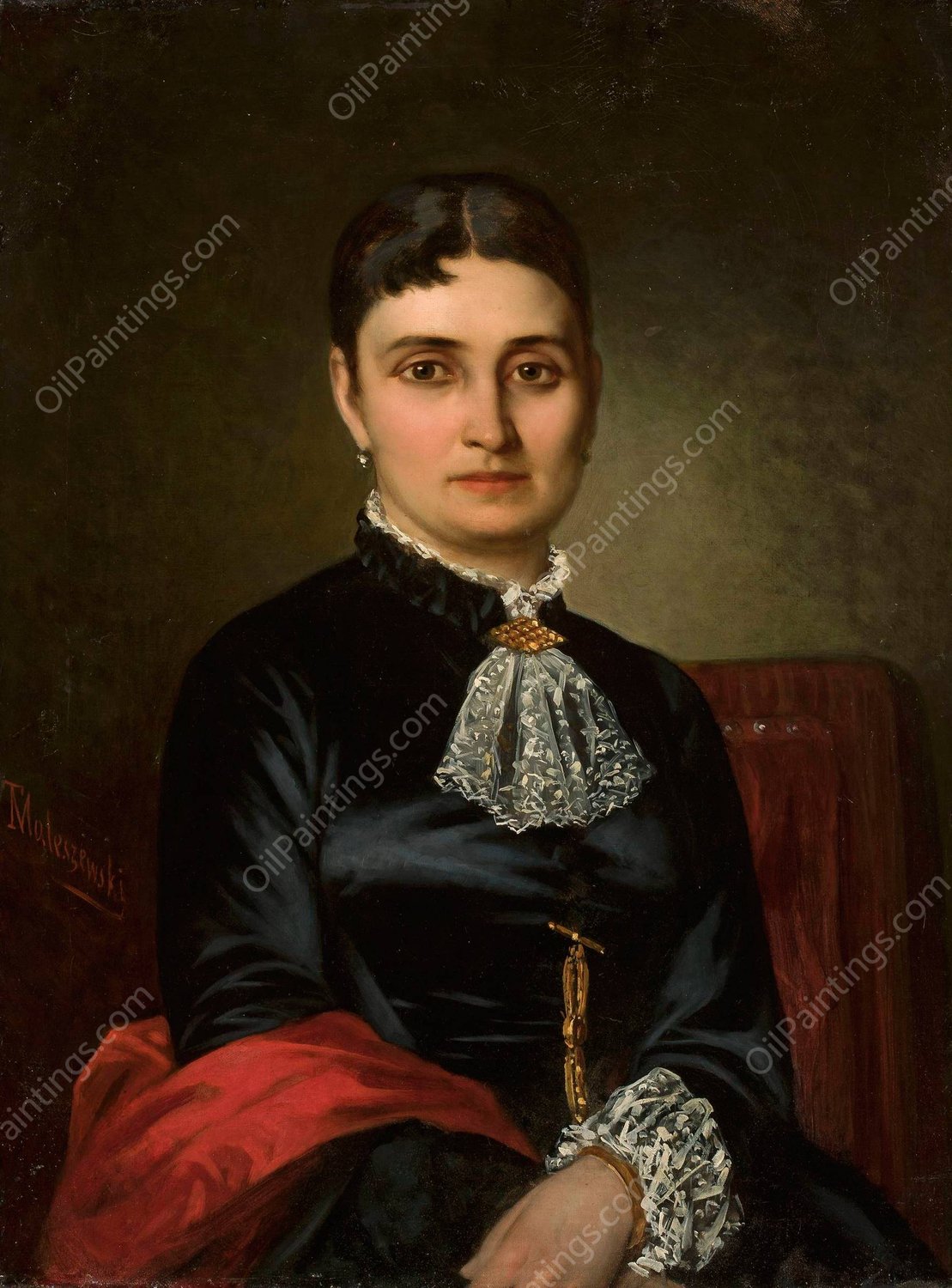 Portrait of Apolonia Anaszkowska  by Tytus Maleszewski - Hand-Painted Oil Painting Reproduction