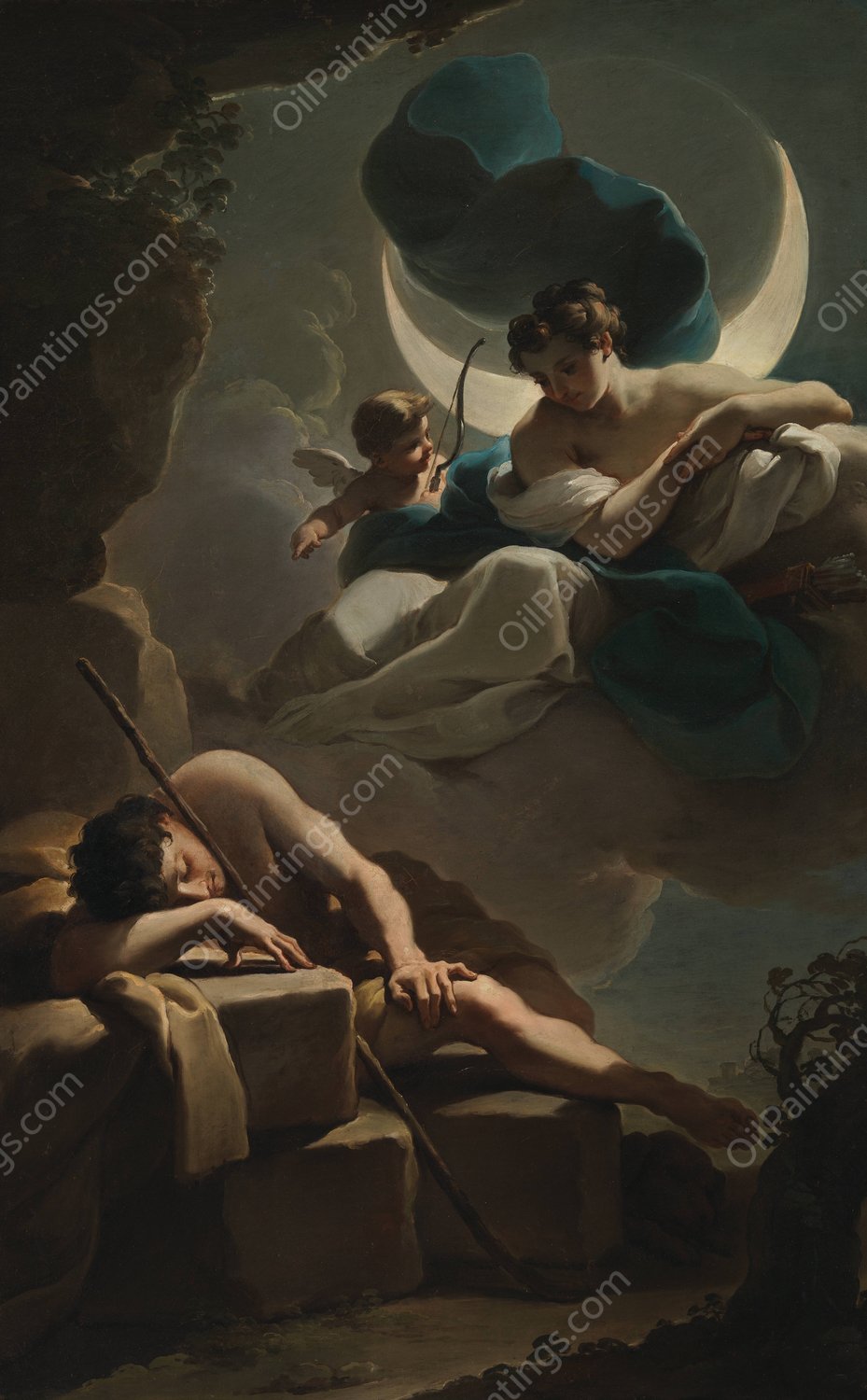 Selene and Endymion  by Ubaldo Gandolfi - Hand-Painted Oil Painting Reproduction