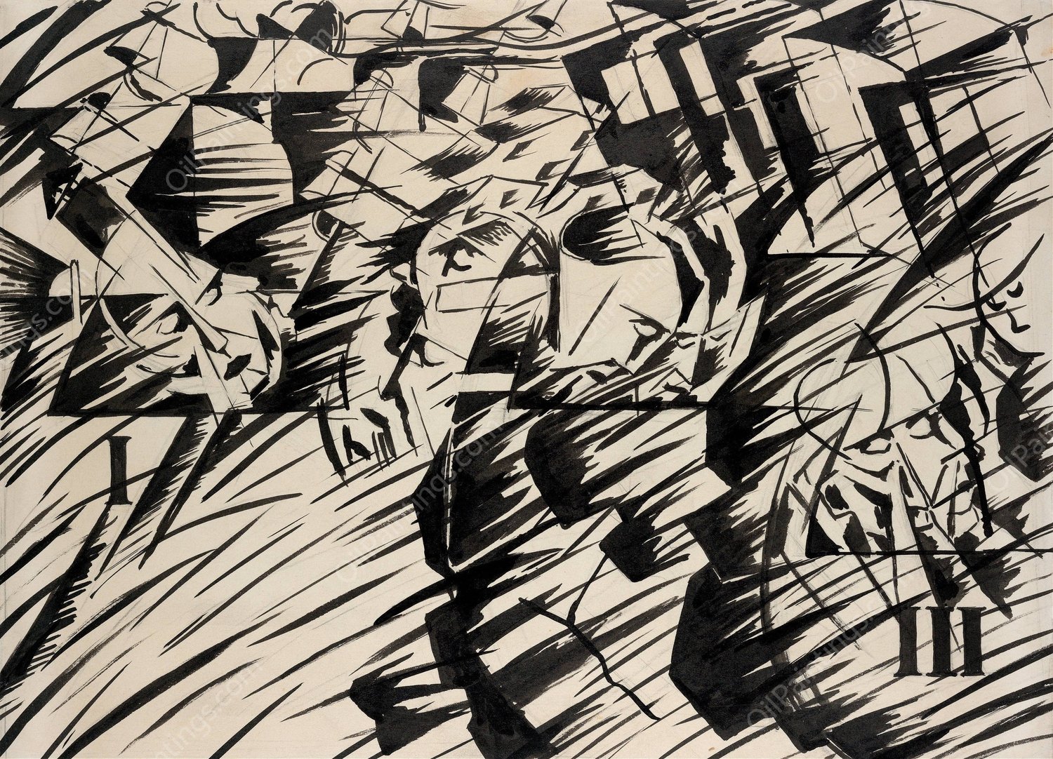 States of Mind, Those Who Go  by Umberto Boccioni - Hand-Painted Oil Painting Reproduction