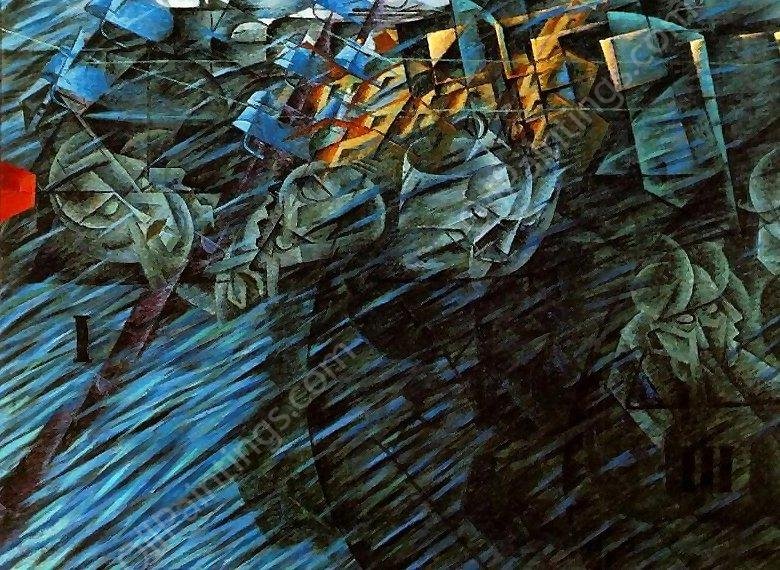 States of Mind, Those Who Go by Umberto Boccioni - Hand-Painted Oil Painting Reproduction