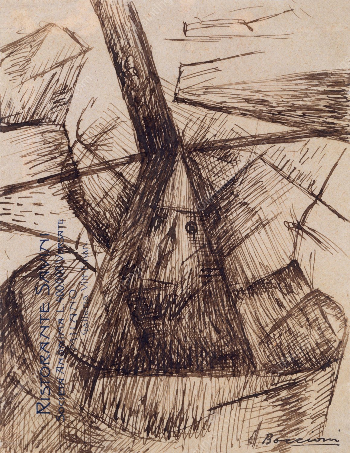 Study for 'Fusion of a Head and a Window' by Umberto Boccioni - Hand-Painted Oil Painting Reproduction