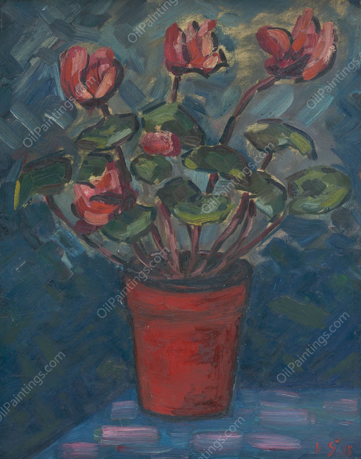 Still Life with Flowers  by Vaclav Spala - Hand-Painted Oil Painting Reproduction