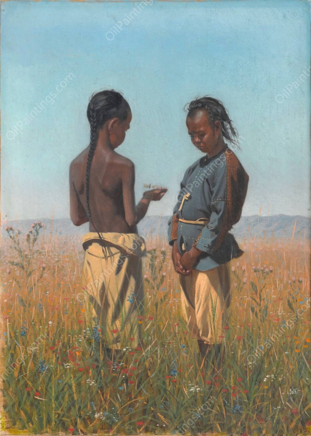 Children of the Solon tribe  by Vasily Vereshchagin - Hand-Painted Oil Painting Reproduction