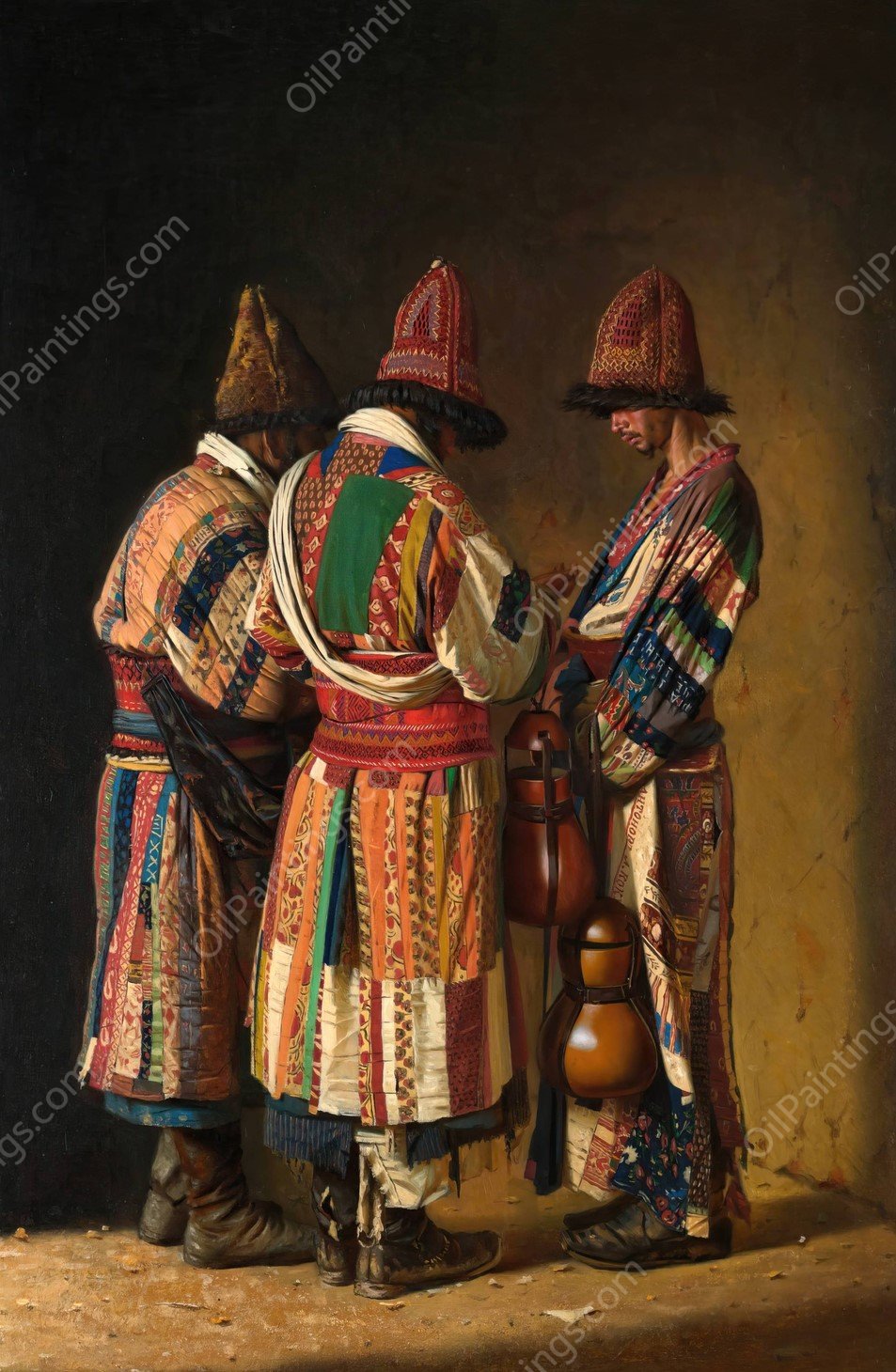 Dervishes in Festive Attire  by Vasily Vereshchagin - Hand-Painted Oil Painting Reproduction