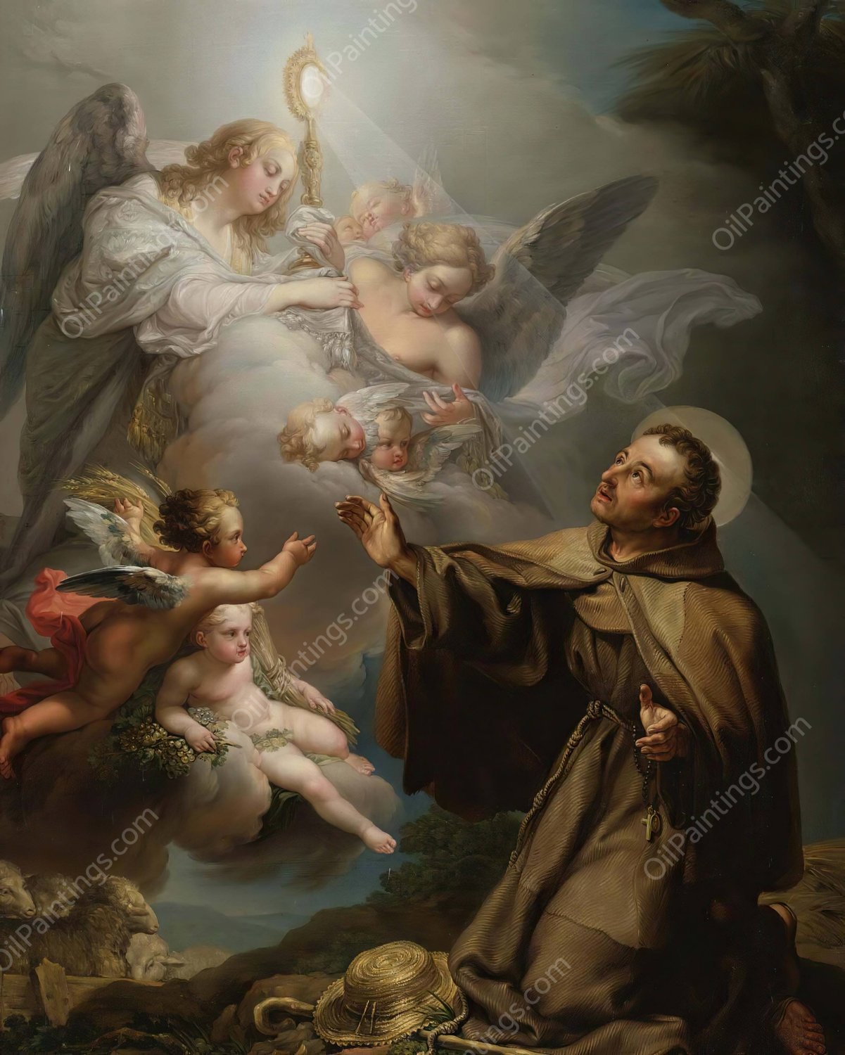 The Apparition Of The Eucharist To San Pascual Bailon by Vicente Lopez Portana - Hand-Painted Oil Painting Reproduction