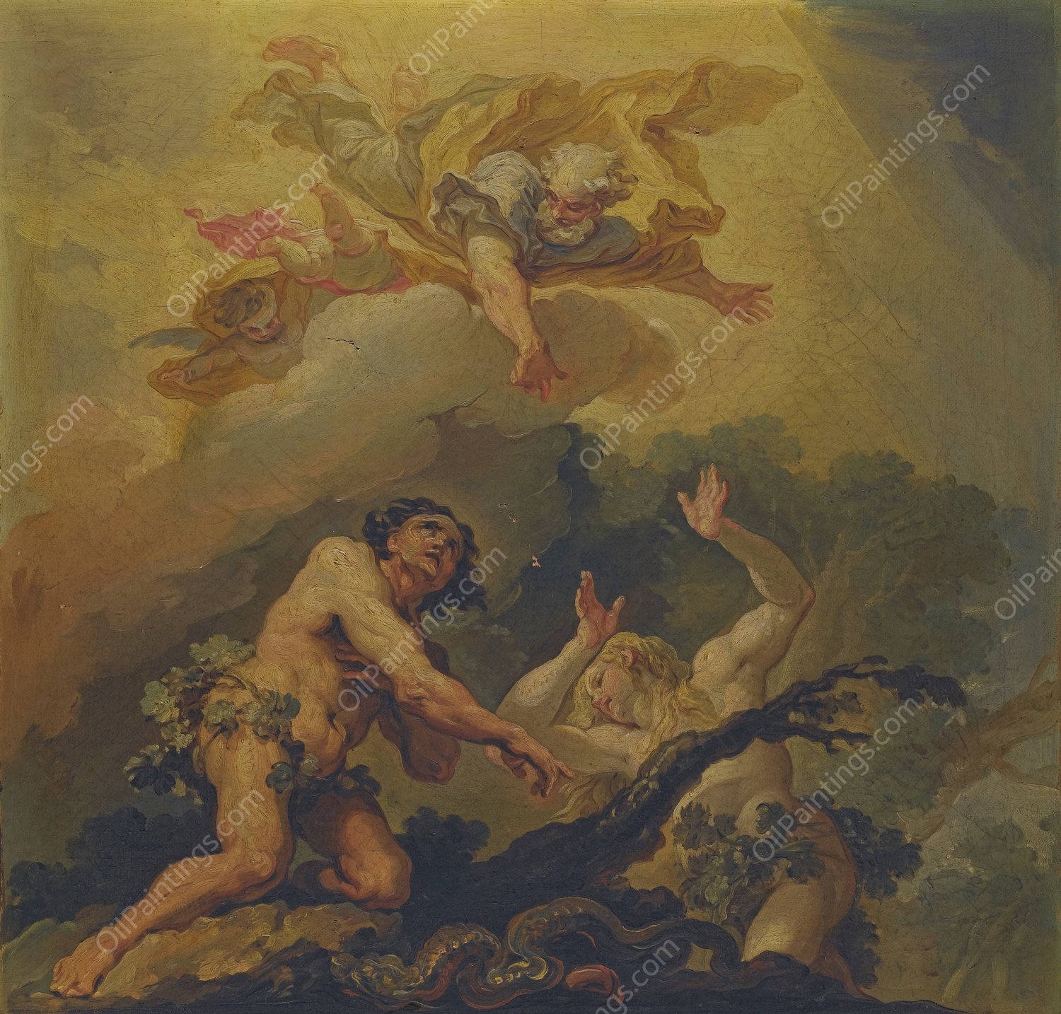 The Expulson Of Adam And Eve From Paradise by Vicente Lopez Portana - Hand-Painted Oil Painting Reproduction