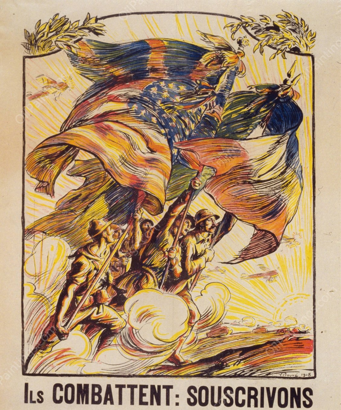 Ils combattent; Souscrivons  by Victor Emile Prouve - Hand-Painted Oil Painting Reproduction