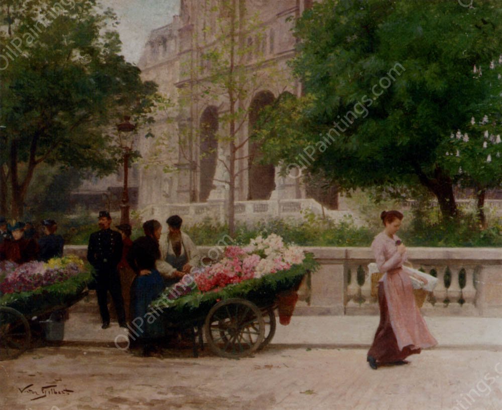 La Place De La Trinite by Victor Gabriel Gilbert - Hand-Painted Oil Painting Reproduction