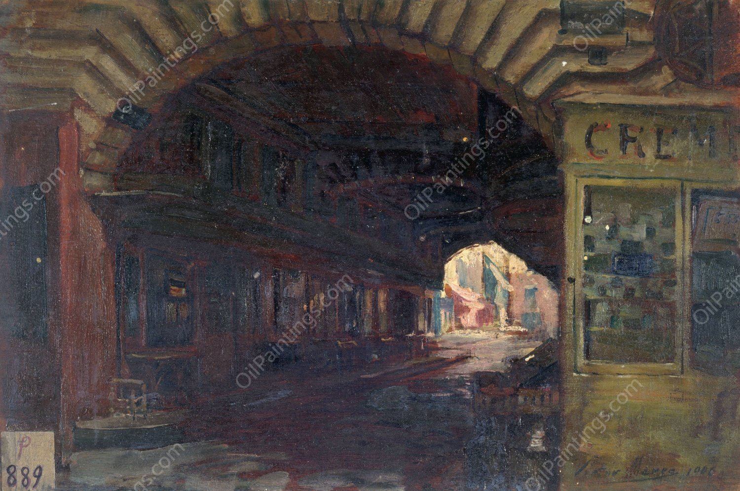 Entree du cloitre Saint-Honore, rue des Bons-Enfants  by Victor Marec - Hand-Painted Oil Painting Reproduction