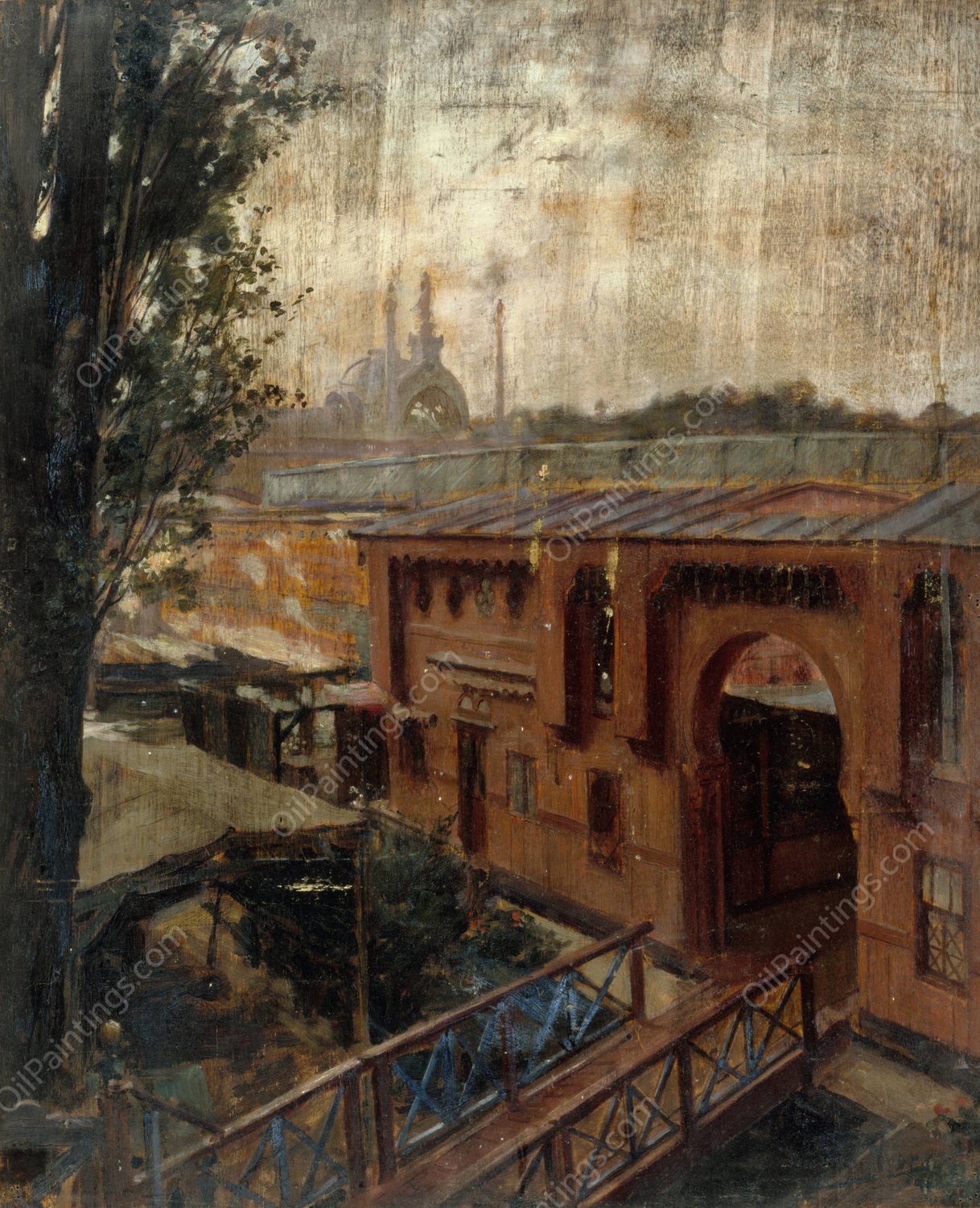 Les bains Deligny, au quai d'Orsay  by Victor Marec - Hand-Painted Oil Painting Reproduction