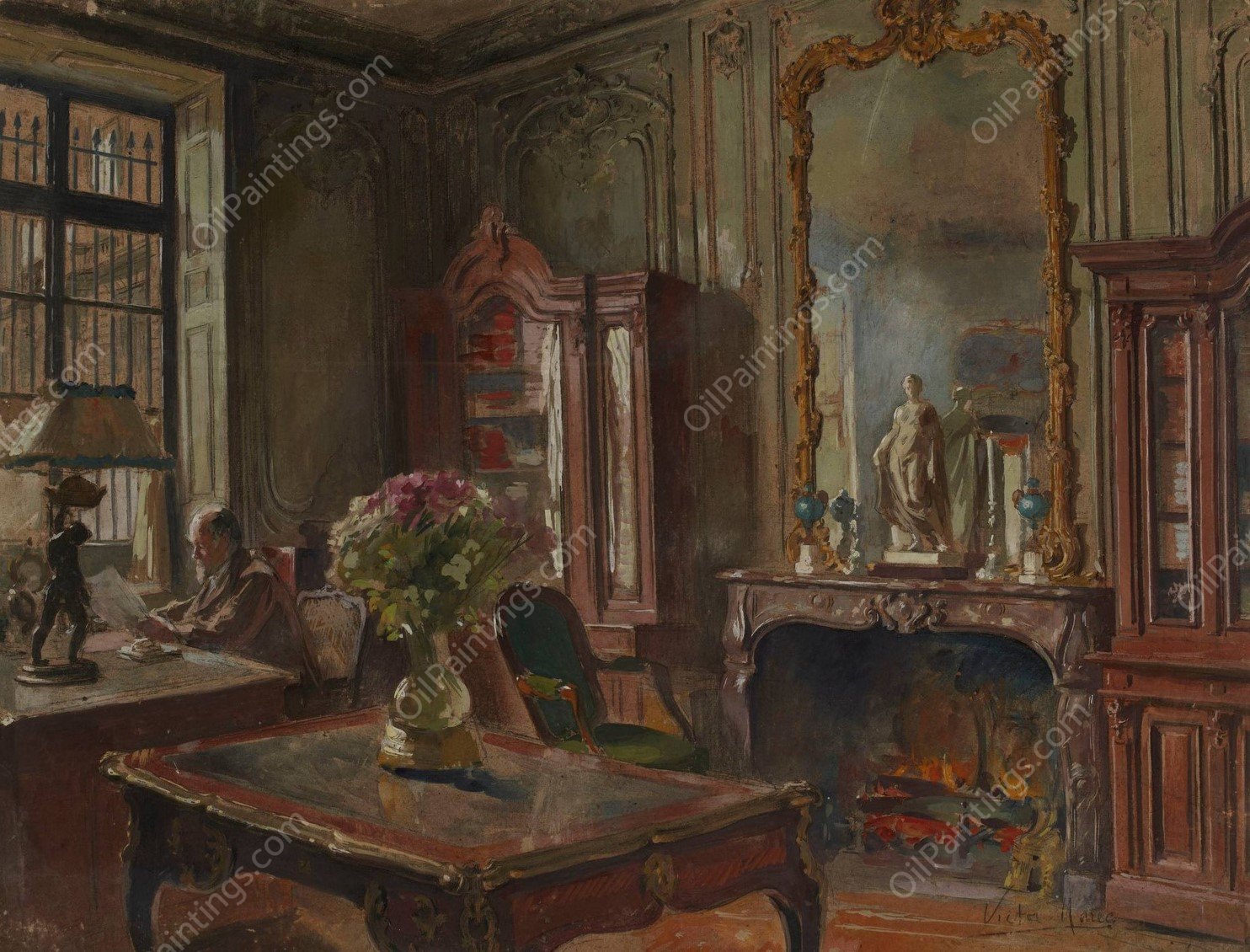 Salon du 13 quai de Conti, M. Pigoreau by Victor Marec - Hand-Painted Oil Painting Reproduction