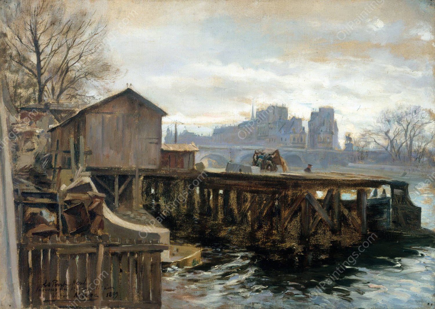 Travaux du metropolitain au Pont-Neuf  by Victor Marec - Hand-Painted Oil Painting Reproduction