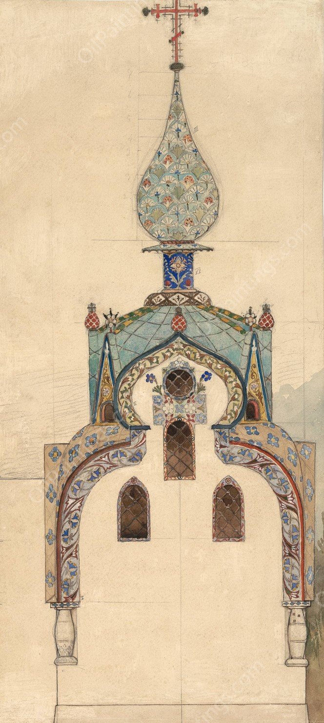 Chapel on the grave of Andrey Mamontov  by Victor Mikhailovich Vasnetsov - Hand-Painted Oil Painting Reproduction