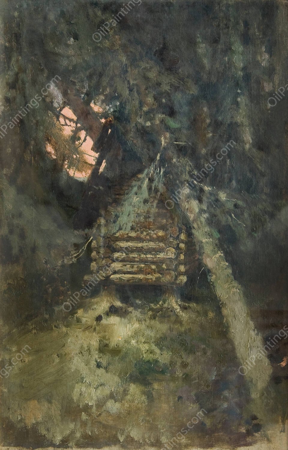 Paysage. Cabane sur des pattes de poule by Victor Mikhailovich Vasnetsov - Hand-Painted Oil Painting Reproduction