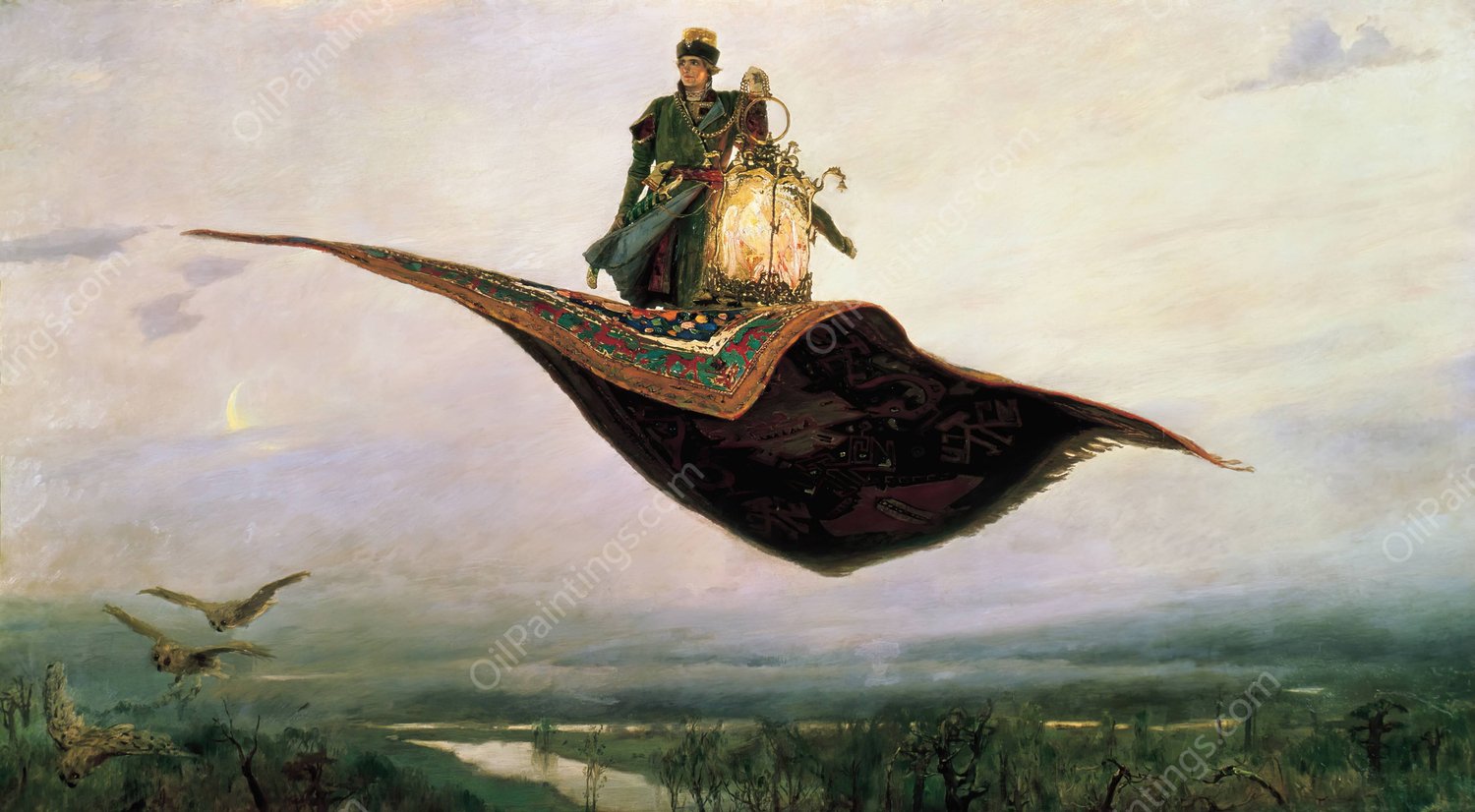 The Flying Carpet  by Victor Mikhailovich Vasnetsov - Hand-Painted Oil Painting Reproduction