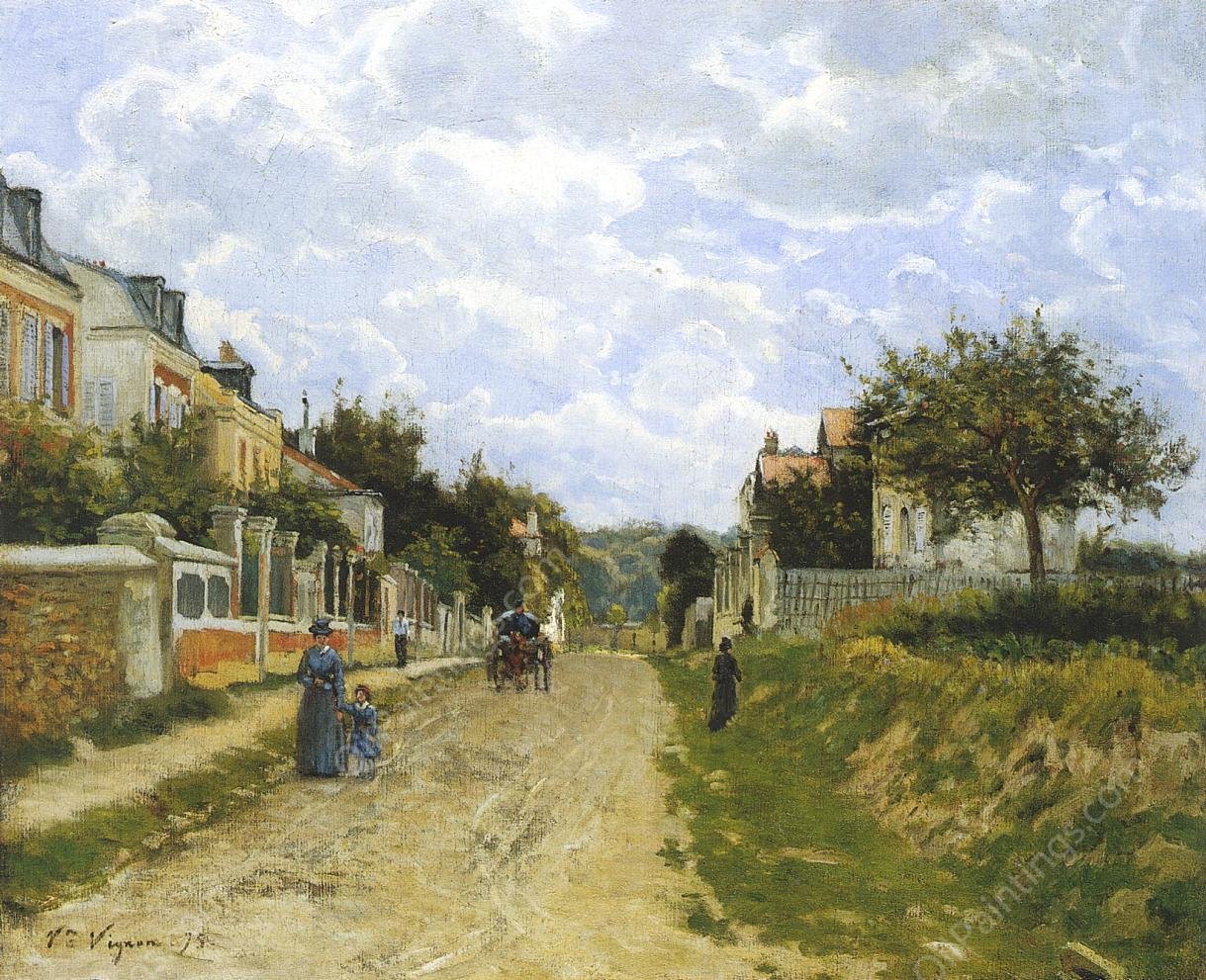 Entrance to a Village by Victor Vignon - Hand-Painted Oil Painting Reproduction