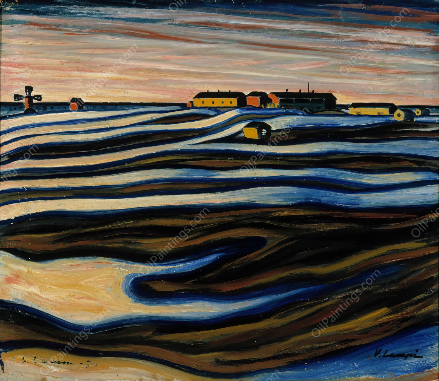 Nocturne  by Vilho Lampi - Hand-Painted Oil Painting Reproduction