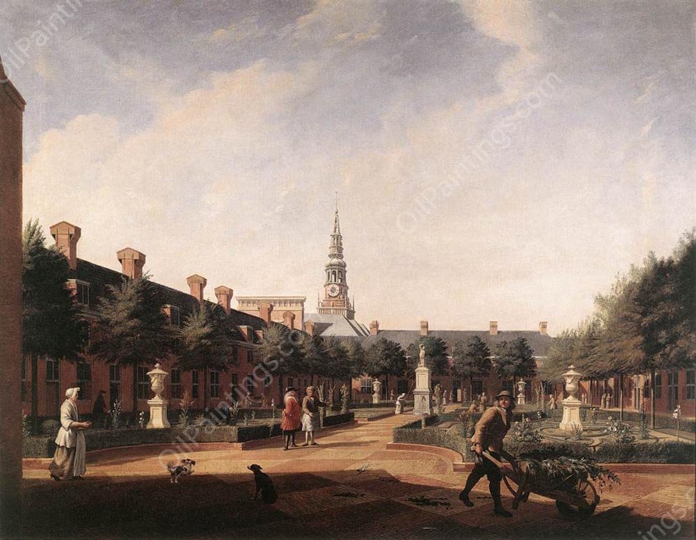 The Courtyard of the Proveniershof by Vincent Van Der Vinne I - Hand-Painted Oil Painting Reproduction