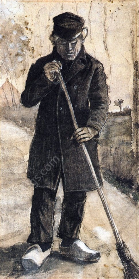 A Man with a Broom by Vincent van Gogh - Hand-Painted Oil Painting Reproduction