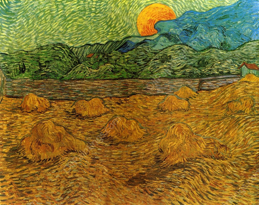 Evening Landscape with Rising Moon by Vincent van Gogh - Hand-Painted Oil Painting Reproduction