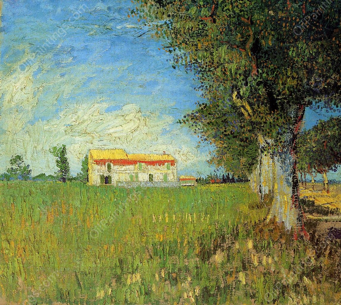 Farmhouse in a Wheat Field by Vincent van Gogh - Hand-Painted Oil Painting Reproduction