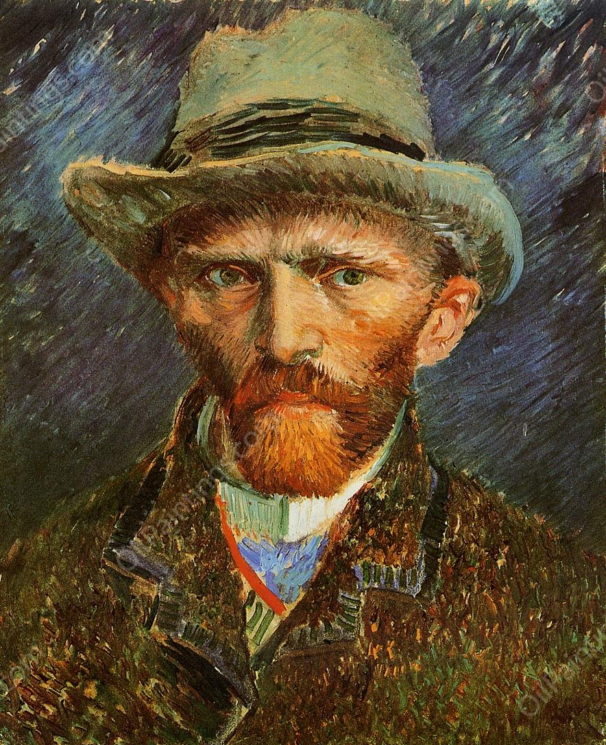 Self Portrait with a Grey Felt Hat by Vincent van Gogh - Hand-Painted Oil Painting Reproduction