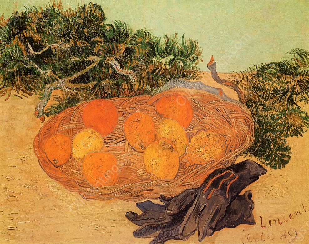 Still Life with Oranges and Lemons with Blue Gloves by Vincent van Gogh - Hand-Painted Oil Painting Reproduction
