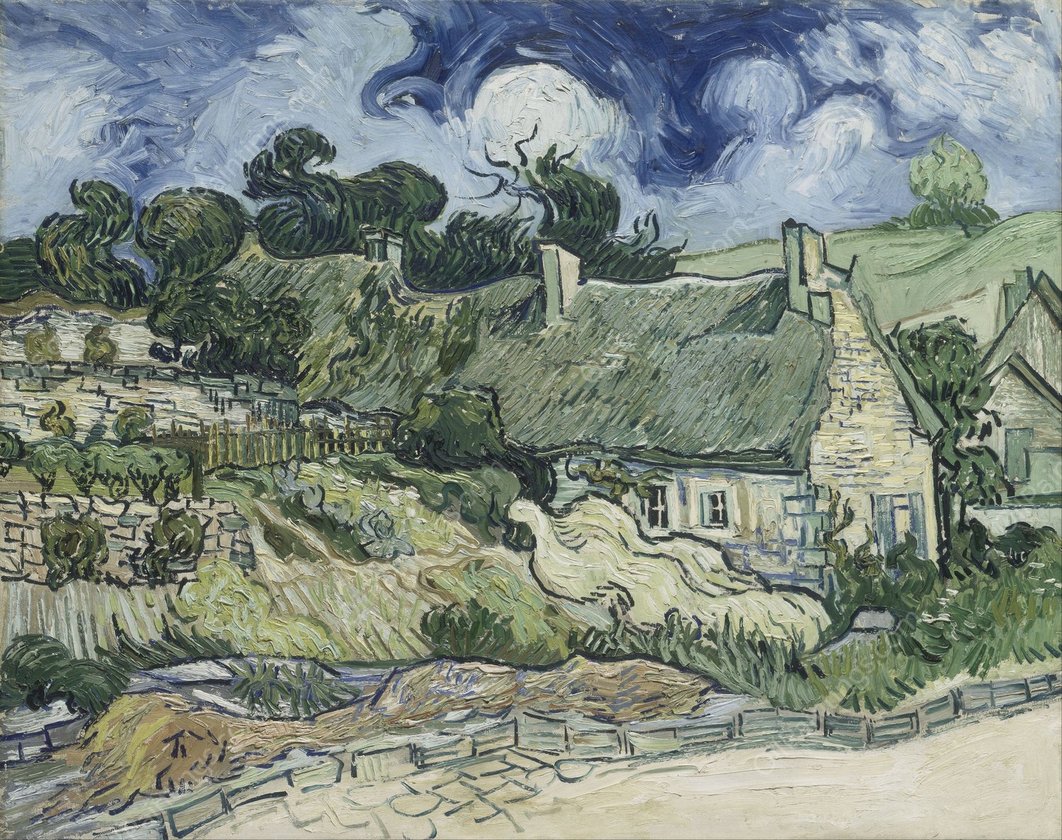 Thatched Cottages at Cordeville  by Vincent van Gogh - Hand-Painted Oil Painting Reproduction