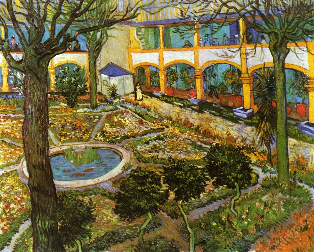 The Courtyard of the Hospital at Arles by Vincent van Gogh - Hand-Painted Oil Painting Reproduction