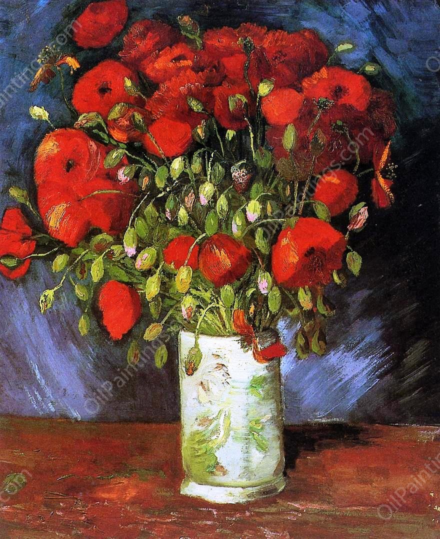 Vase with Red Poppies by Vincent van Gogh - Hand-Painted Oil Painting Reproduction