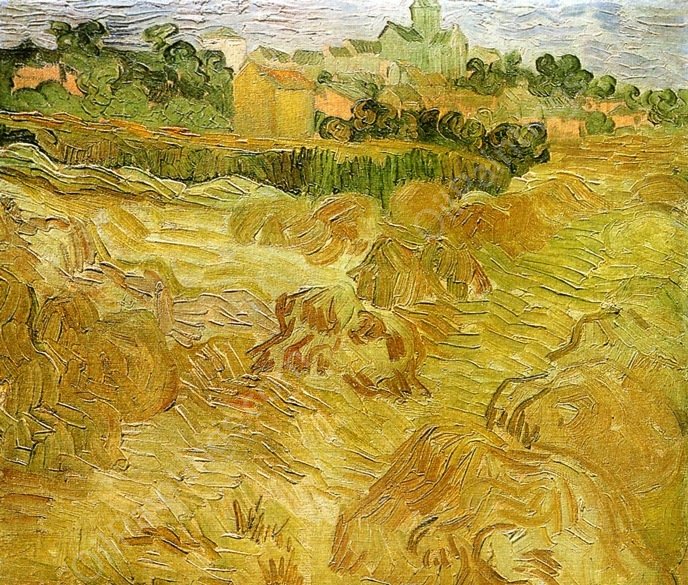 Wheat Fields with Auvers in the Background by Vincent van Gogh - Hand-Painted Oil Painting Reproduction