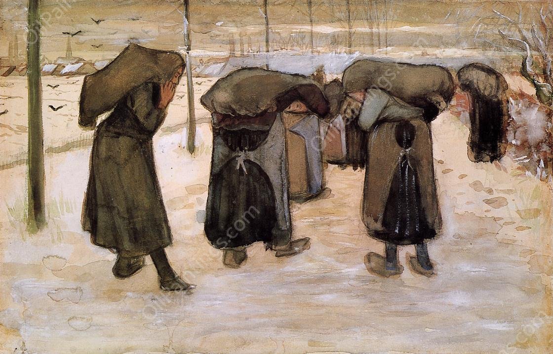 Woman Miners Carrying Coal by Vincent van Gogh - Hand-Painted Oil Painting Reproduction