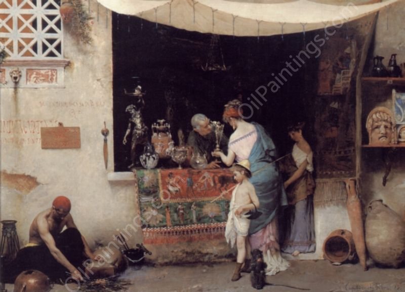 At the Antiquarian by Vincenzo Capobianchi - Hand-Painted Oil Painting Reproduction