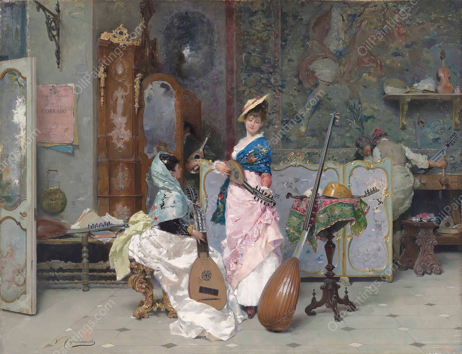 Chez Le Luthier by Vincenzo Capobianchi - Hand-Painted Oil Painting Reproduction