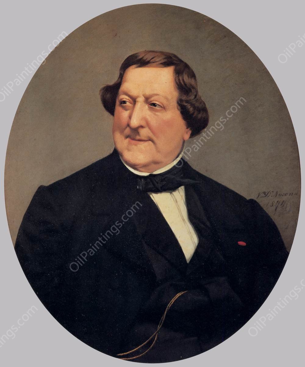 Portrait of Gioacchino Rossini by Vito D'Ancona - Hand-Painted Oil Painting Reproduction