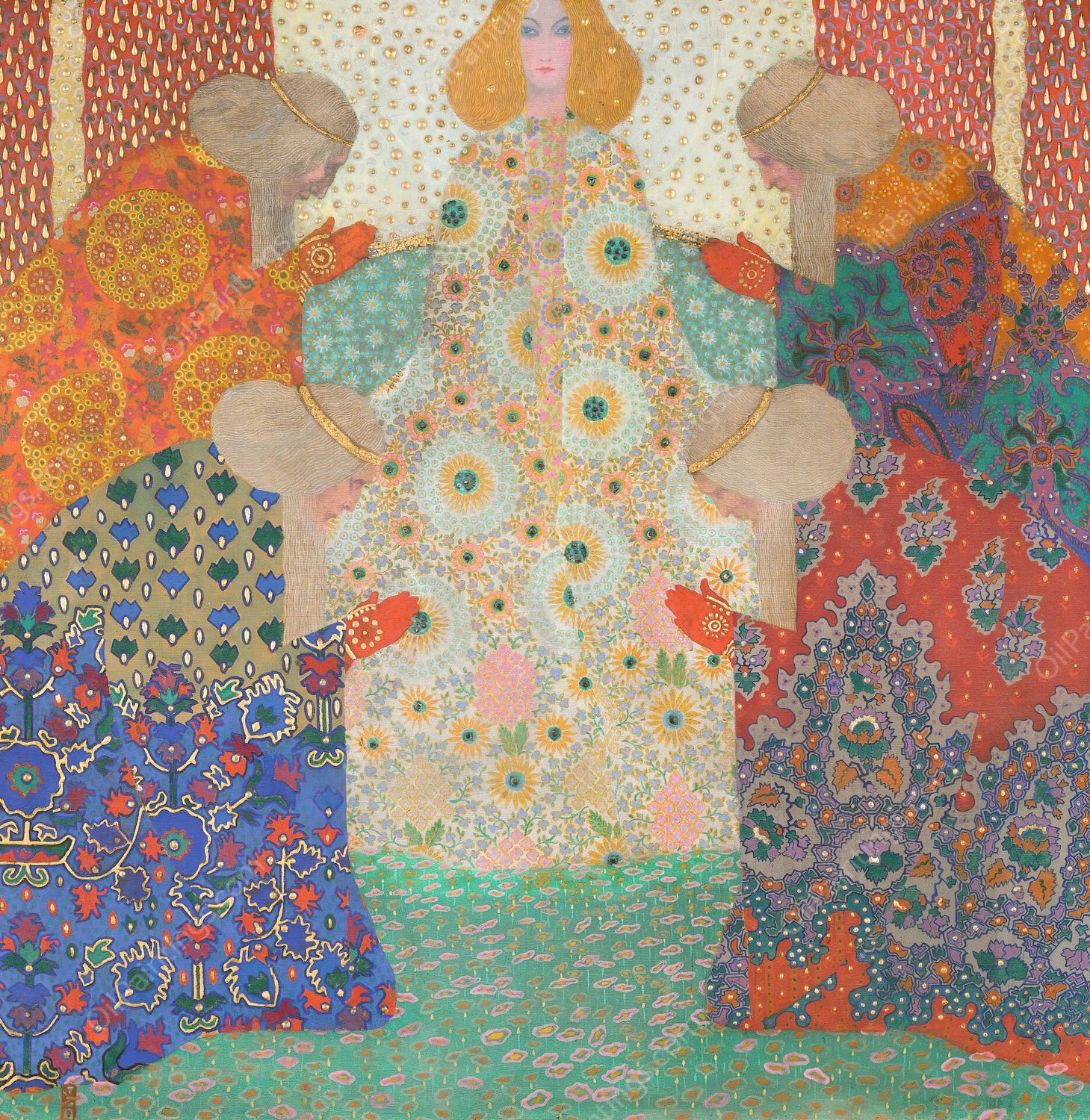 Madonna E Quattro Evangelisti  by Vittorio Zecchin - Hand-Painted Oil Painting Reproduction