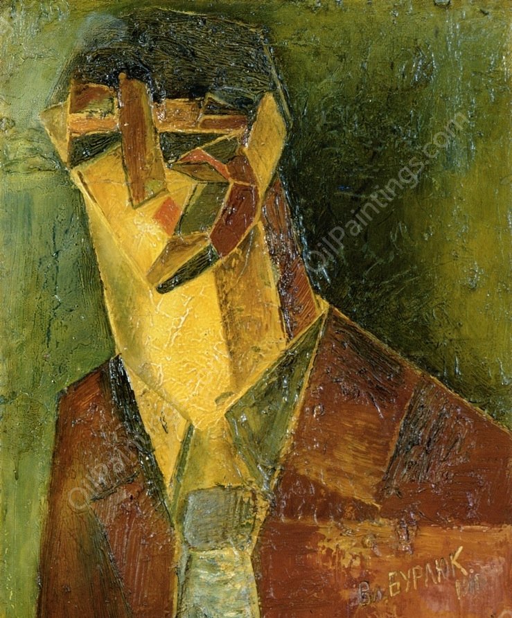 Portrait of the Poet Benedict Livshits by Vladimir Burliuk - Hand-Painted Oil Painting Reproduction