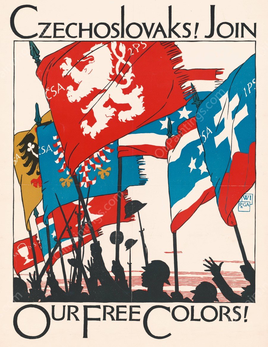 Czechoslovaks! Join our free colors!  by Vojtech Preissig - Hand-Painted Oil Painting Reproduction