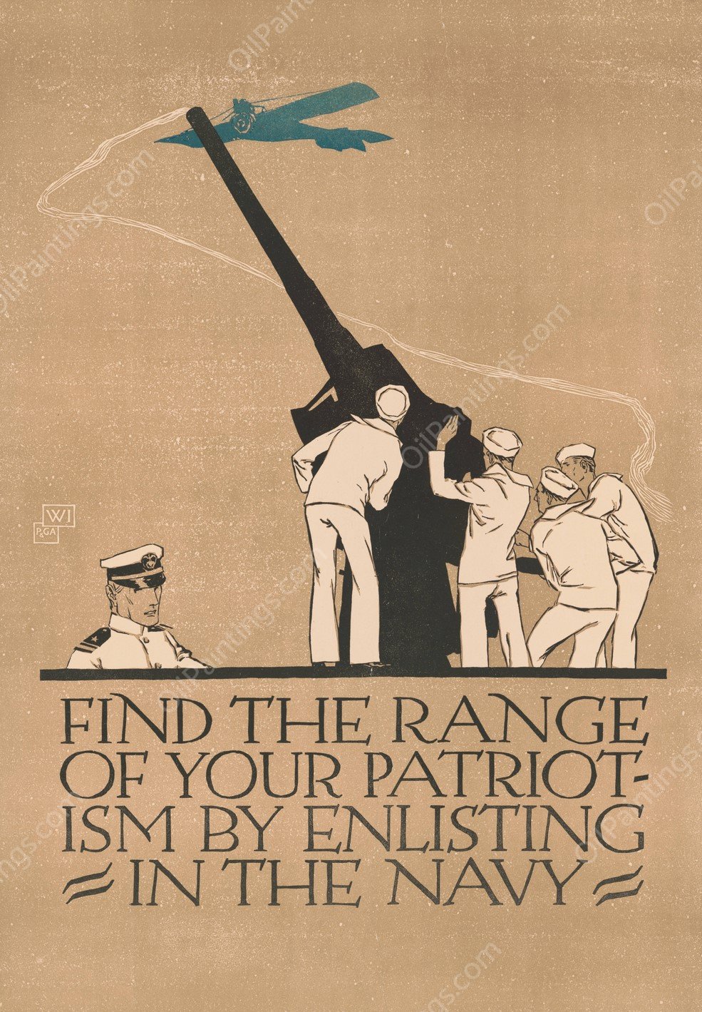 Find the range of your patriotism by enlisting in the Navy  by Vojtech Preissig - Hand-Painted Oil Painting Reproduction